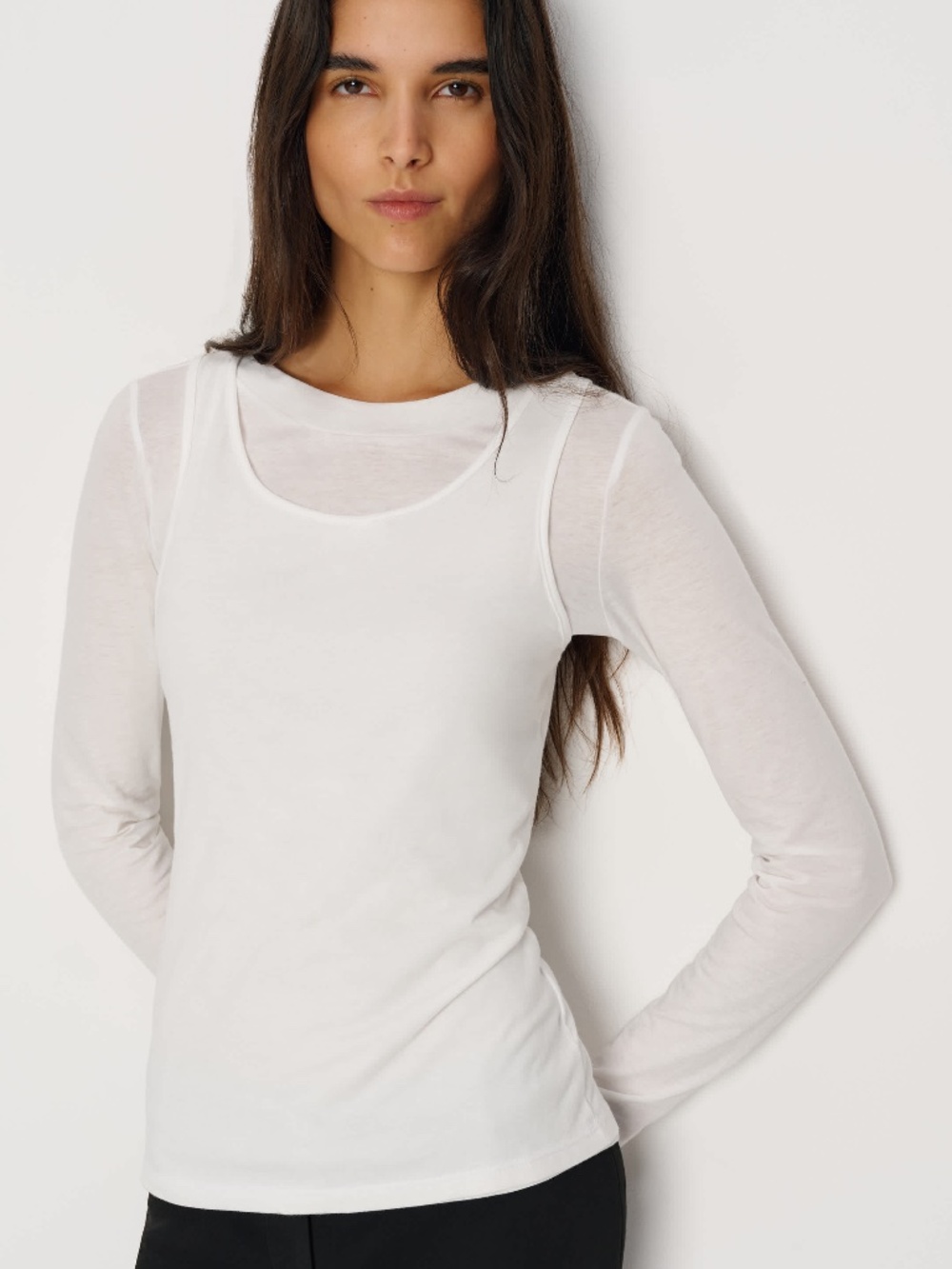 Reformation Seline White Sheer Knit Long Sleeve Top - S